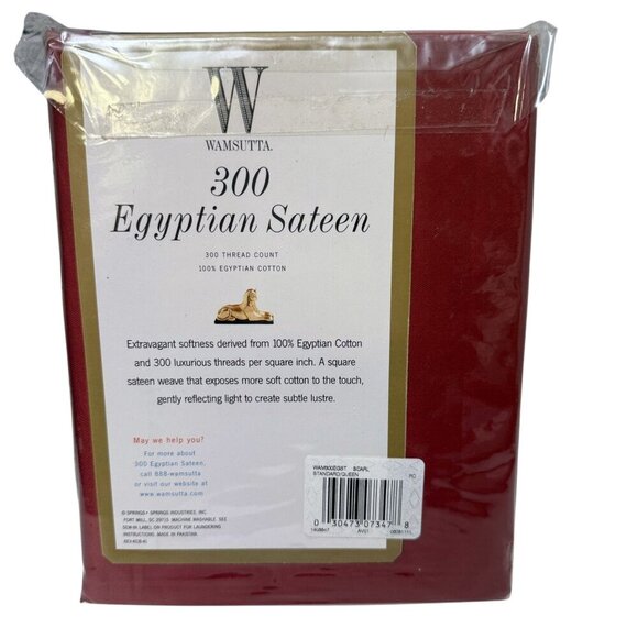 Wamsutta Pillowcases Pair Red 100% Egyptian Cotton 300ct Standard Size - Picture 3 of 6